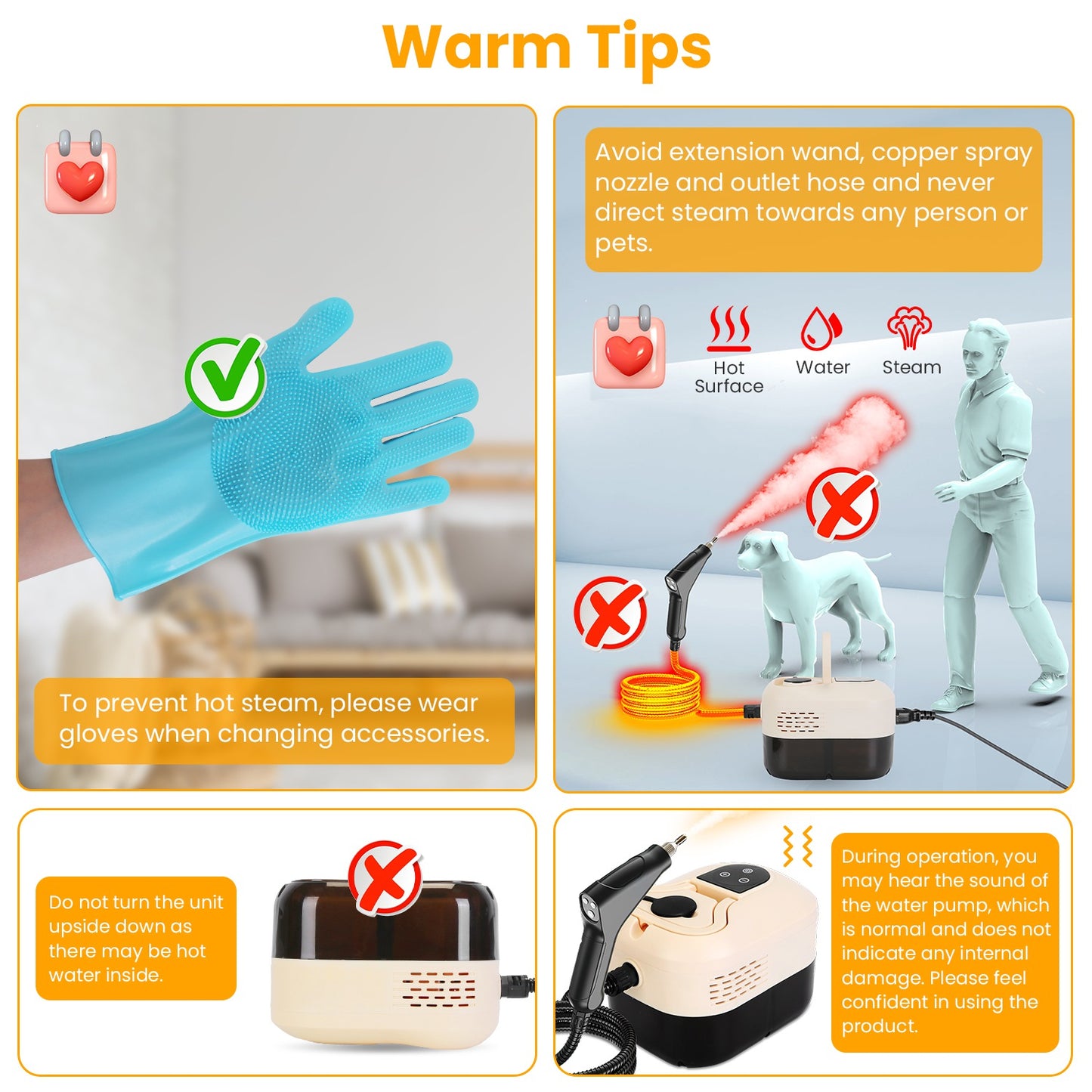 1500W Handheld High Temperature And Pressure Steamer Cleaner With 1200ML Tank 8 Accessories 6 Steam Levels Digital Display Handle Control For Dirt Grease Grout Tile Floor Couch Car