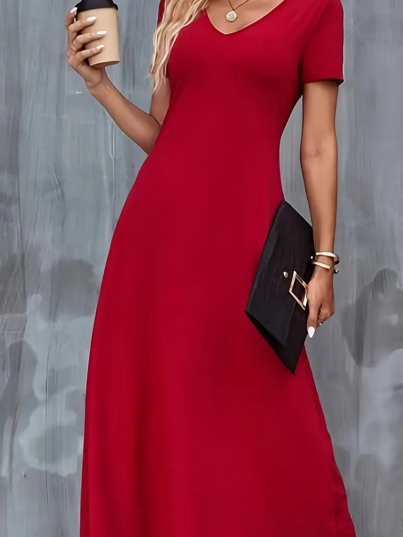 Women's Solid Color Casual Elegant Loose Pocket Dress