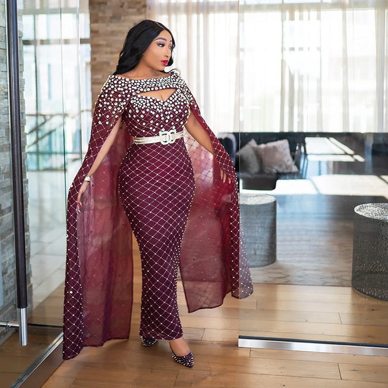 European And American Style Dress Shawl Gold Sexy Sheath Slim Fit