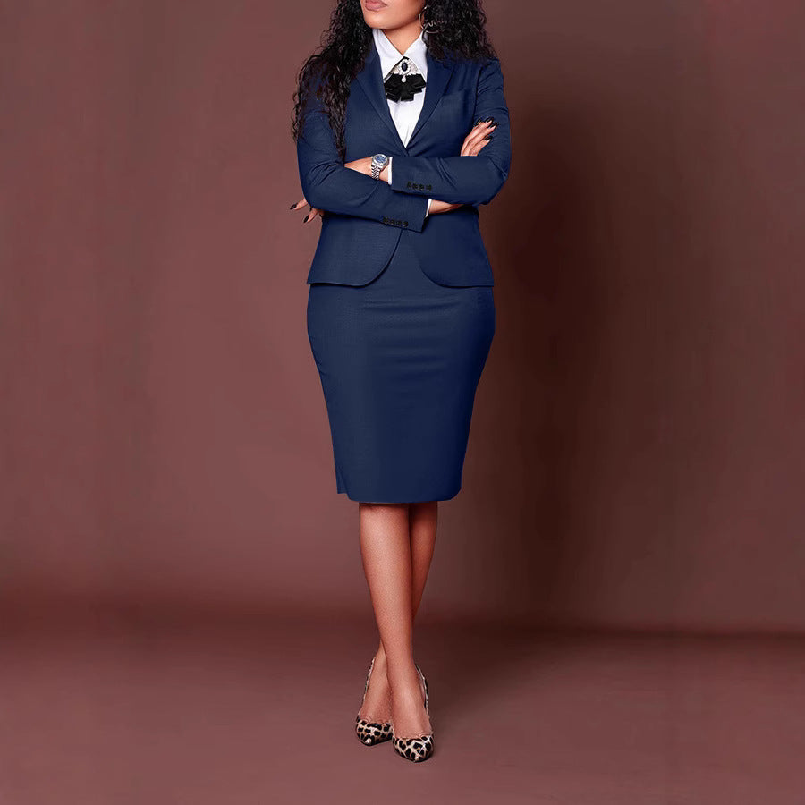 European And American Fashion Business Composite Long Sleeve Suit Hip Skirt Suit