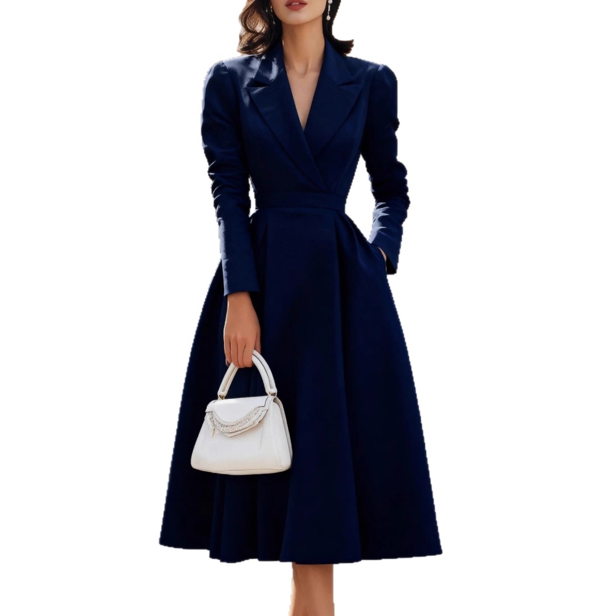 French V-neck Waist-cinching Slimming High-end Long Dress