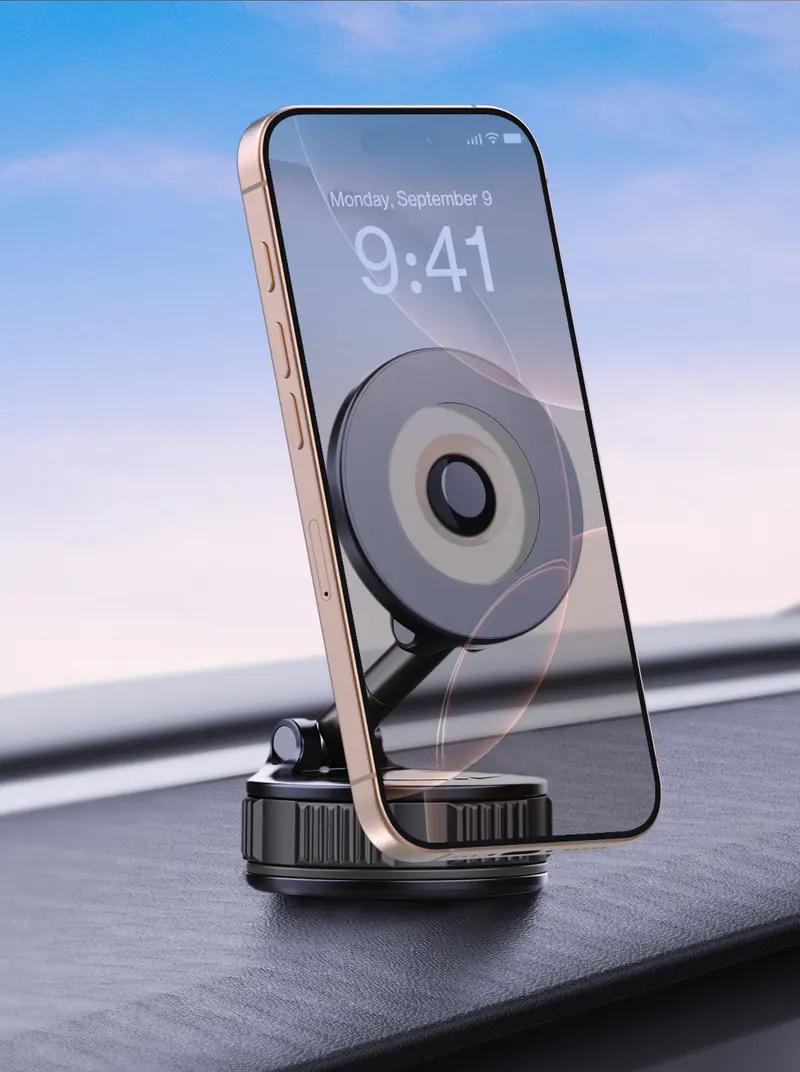 Newly Upgraded Retractable Car Mobile Phone Holder 360 Magnetic Vacuum Suction Cup One-click Safety Lock Ultra-compact Design