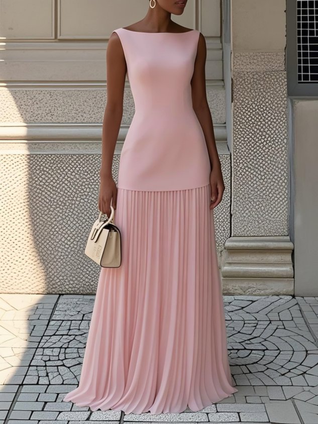 Solid Color Sleeveless Knitted Vest Sexy Slim Knit Dress