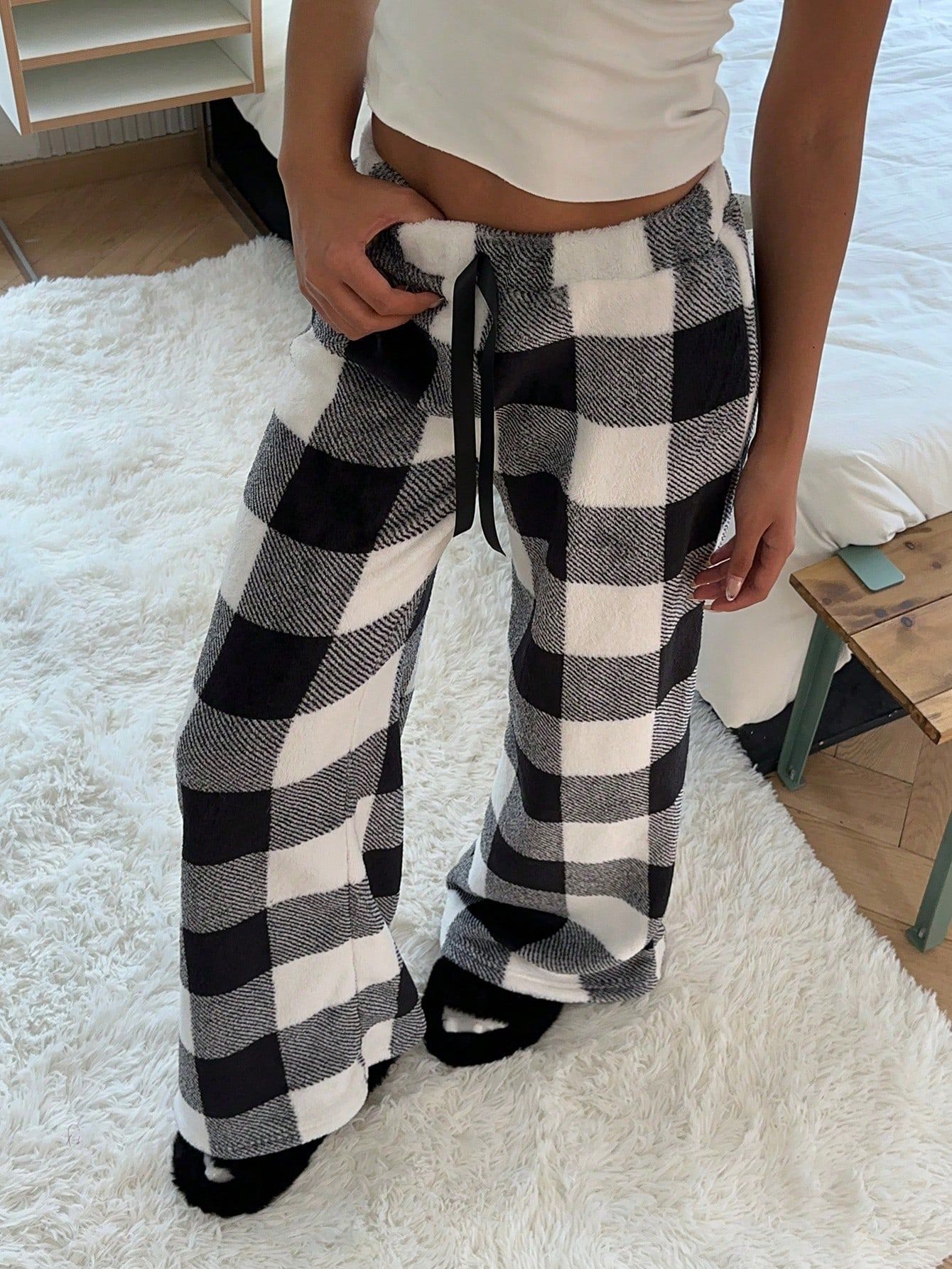 New Casual Leopard Print Lace-up Wide-leg Pants
