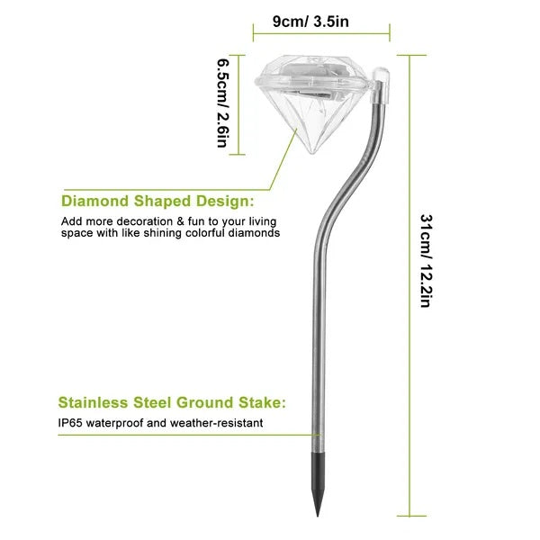 4Pcs Solar Garden Light Outdoor Diamond LED Light IP65 Waterproof