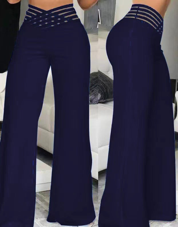 Hollow-out Belt Trousers Micro-flared