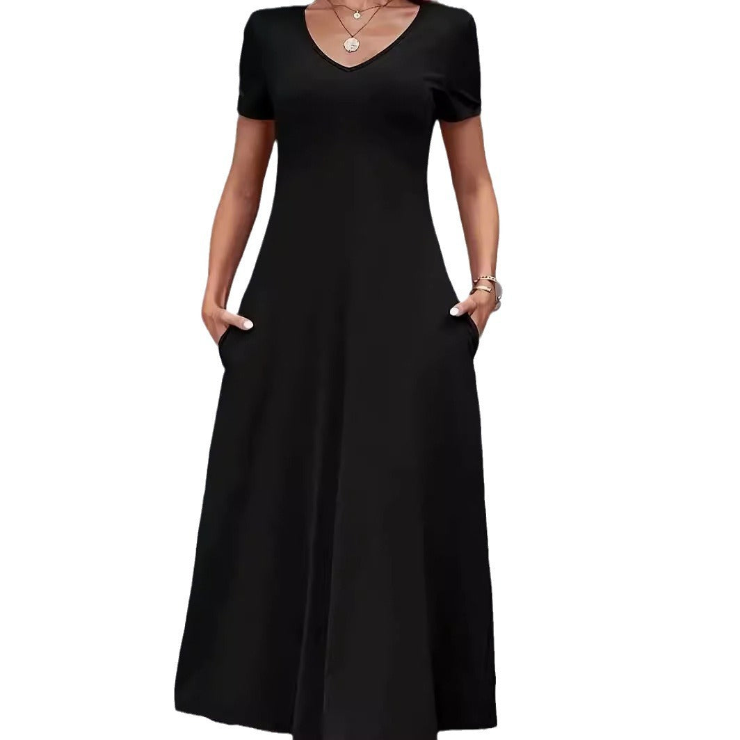 Women's Solid Color Casual Elegant Loose Pocket Dress