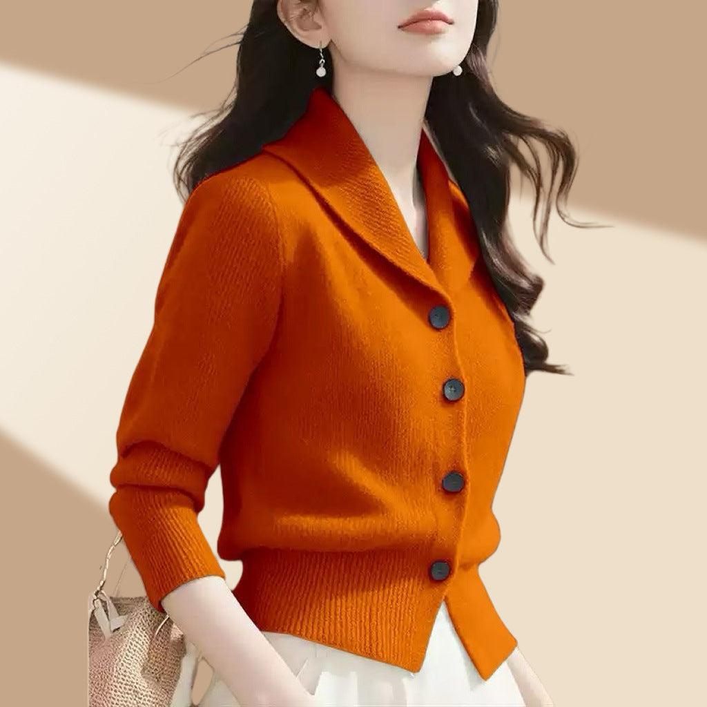 High-end Fashion Simple Commute Long-sleeved Button Cardigan Elegant Top