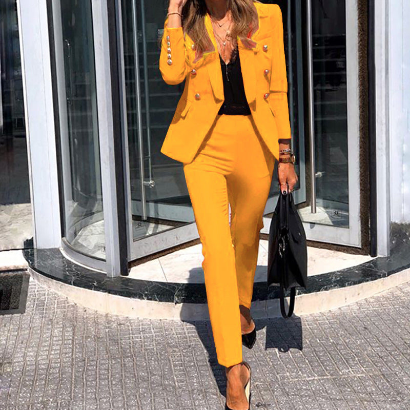 Solid Color Fashion Two-piece Set Suit