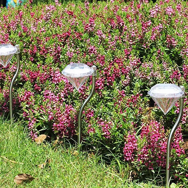 4Pcs Solar Garden Light Outdoor Diamond LED Light IP65 Waterproof