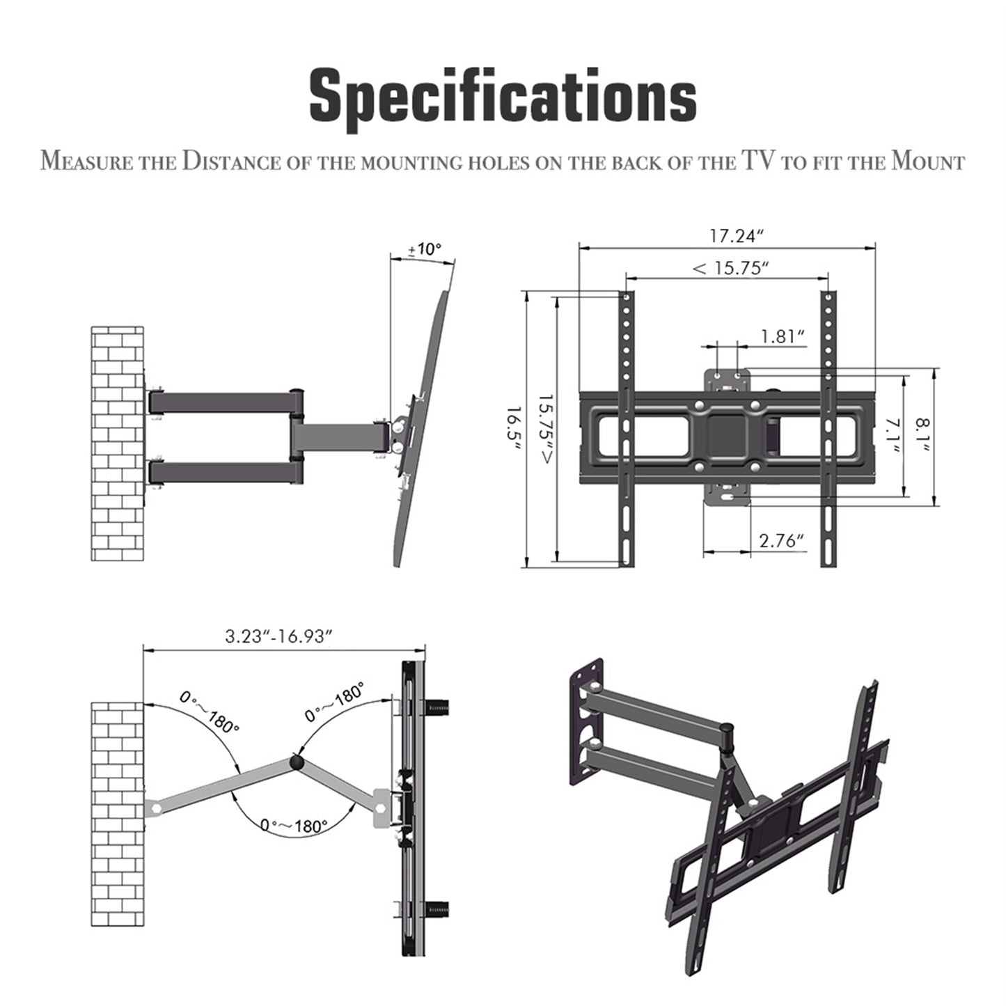 32-65 Inch Single Pendulum Small Base TV Stand TMXD-103 Load Bearing 35KG