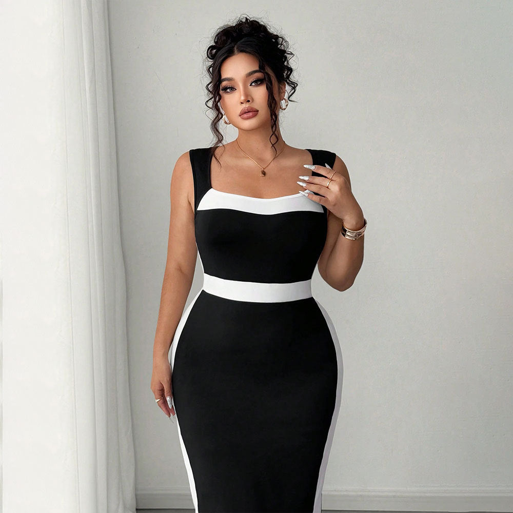 Women's Elegant Intellectual Style Contrasting-color Dress