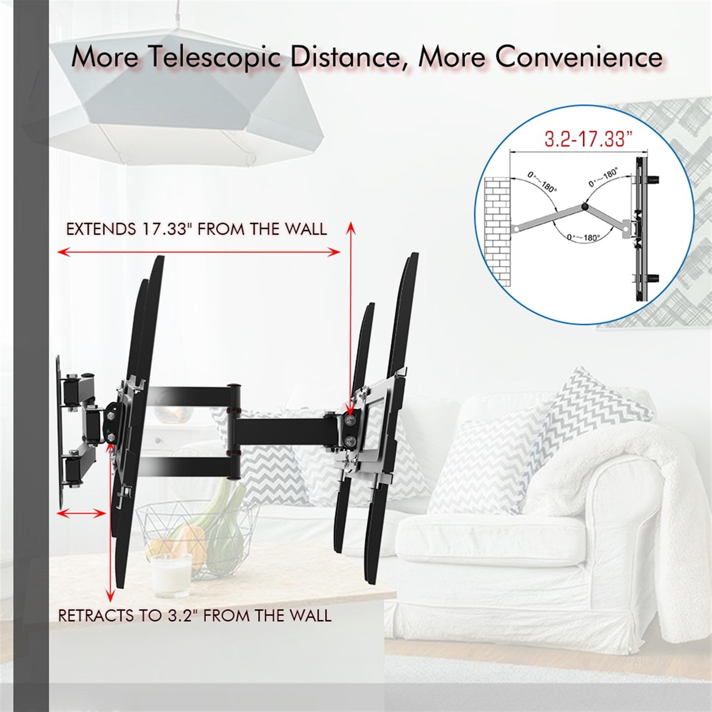 32-65 Inch Single Pendulum Small Base TV Stand TMXD-103 Load Bearing 35KG
