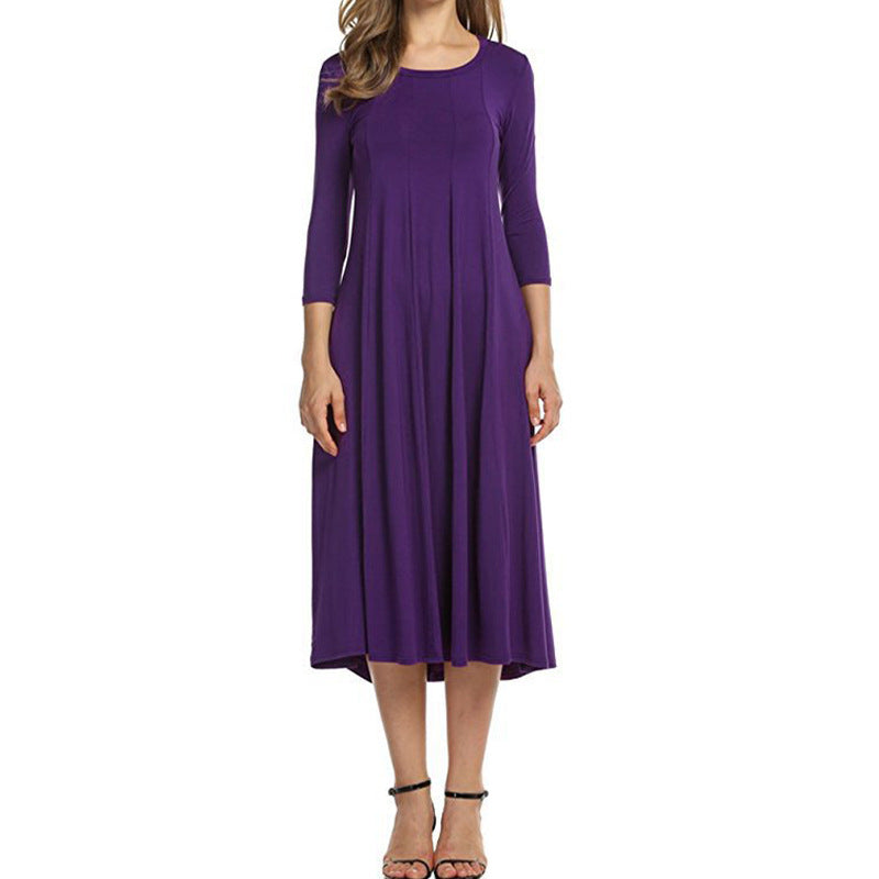Women's Solid Color Casual Elegant Loose Pocket Dress