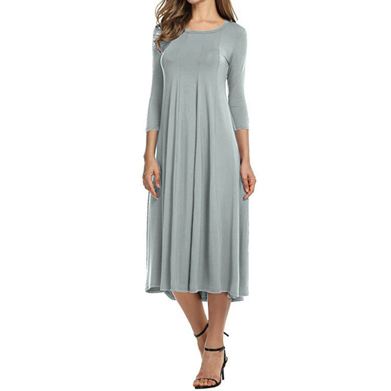 Women's Solid Color Casual Elegant Loose Pocket Dress