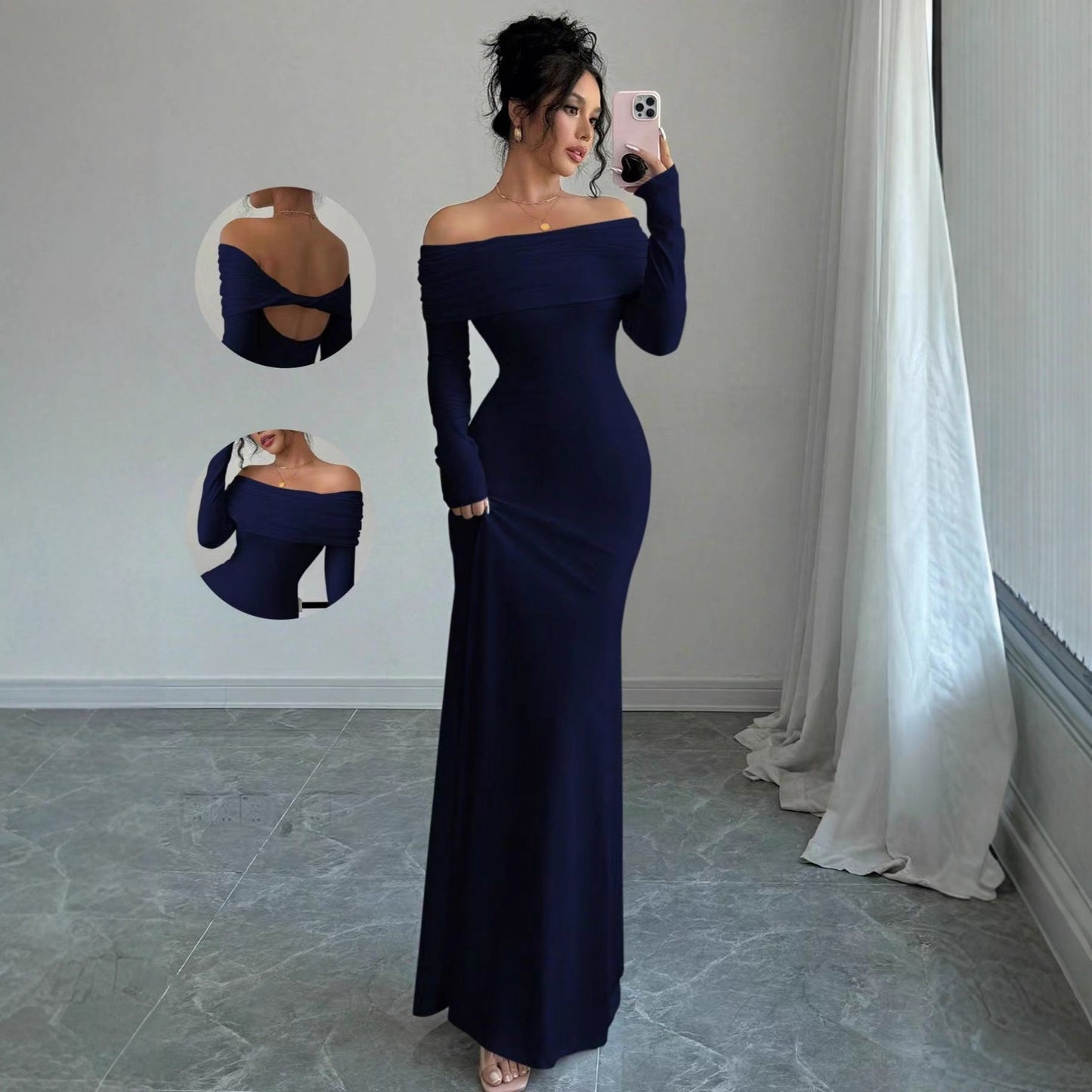 Women's  Off-shoulder Fashion Slim Temperament Sexy Sheath Dress