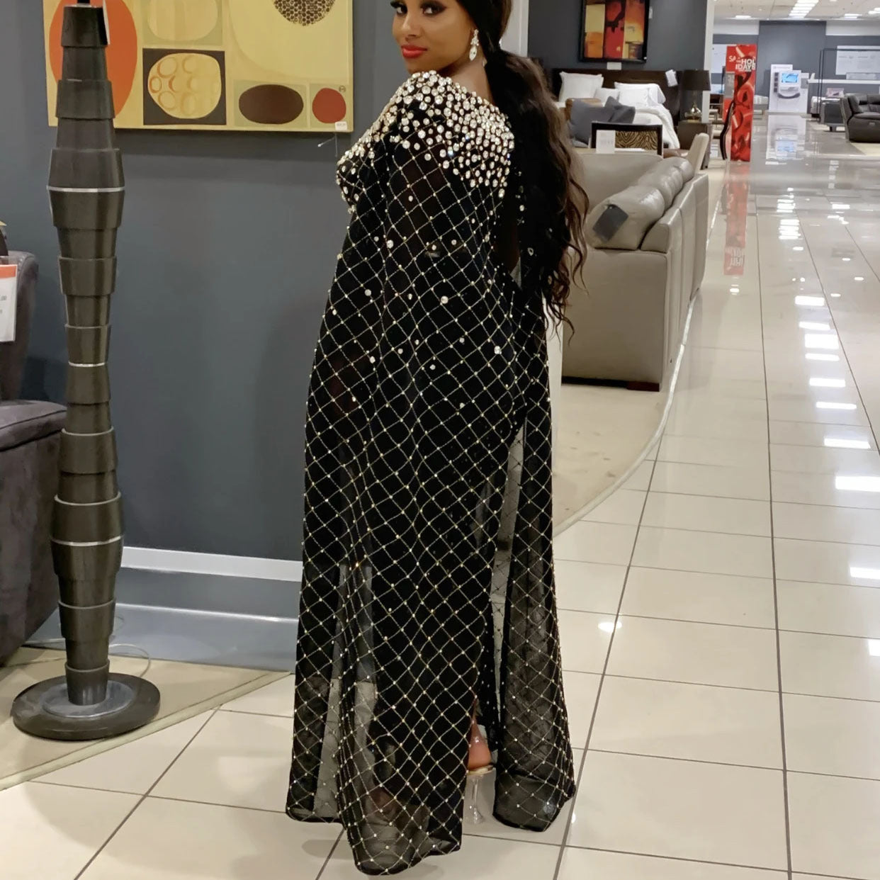 European And American Style Dress Shawl Gold Sexy Sheath Slim Fit