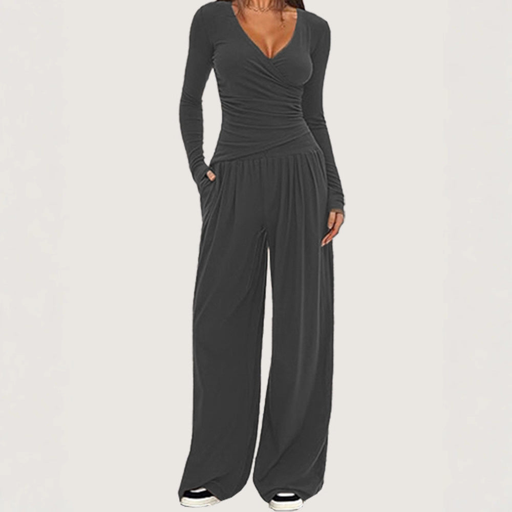 Women's Wide-leg Pants Long-sleeved Sportswear Suit
