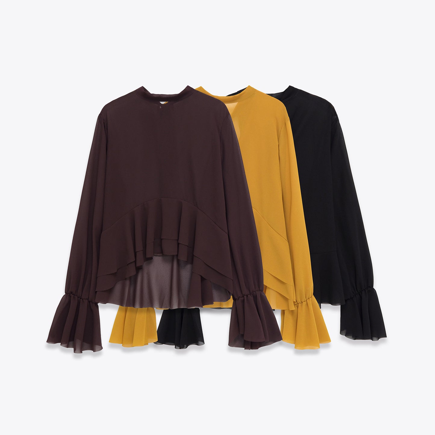 Elegant Chiffon Top With A Flowing Ruffled Hem