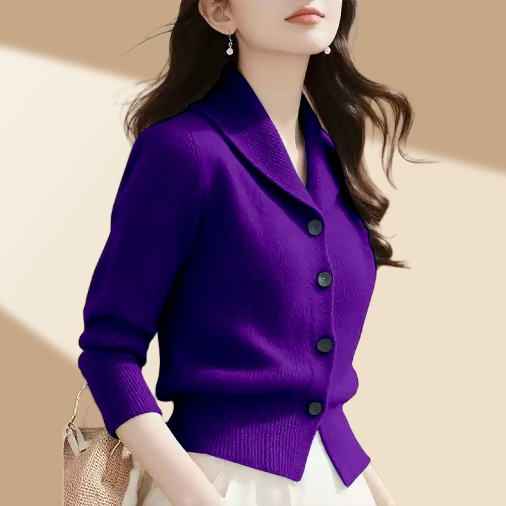 High-end Fashion Simple Commute Long-sleeved Button Cardigan Elegant Top