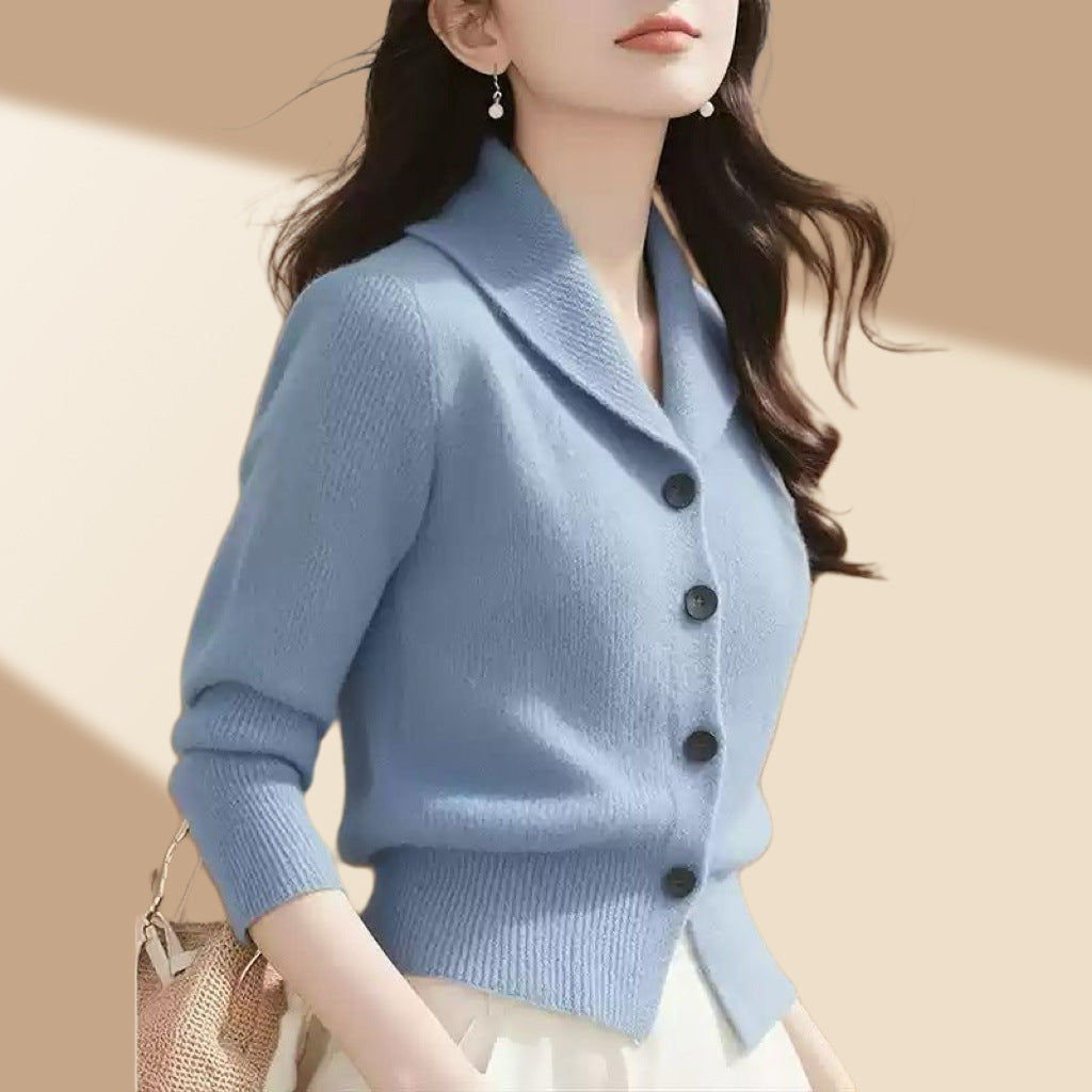 High-end Fashion Simple Commute Long-sleeved Button Cardigan Elegant Top