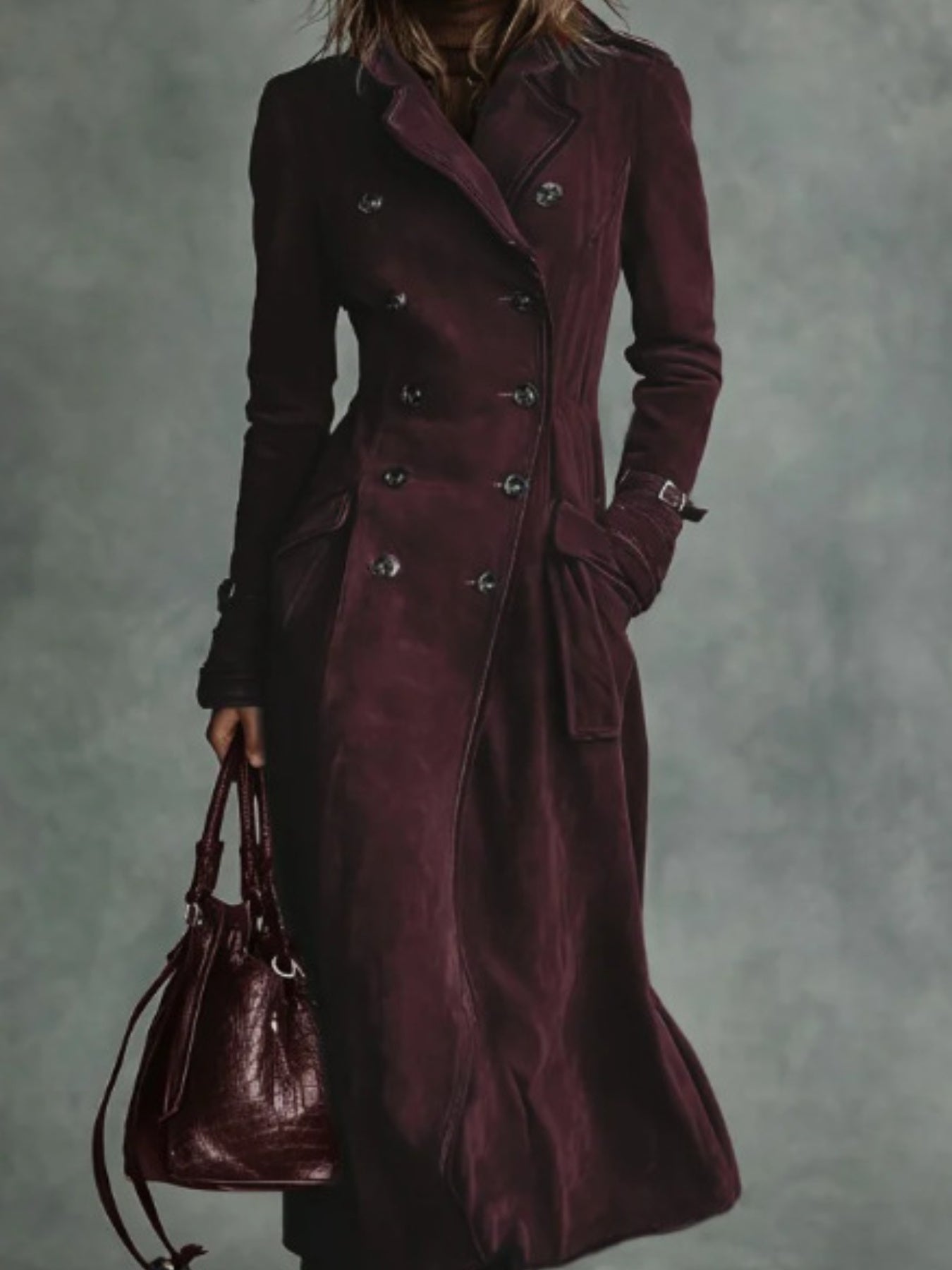 New Women's Clothing Fall Winter Coat Lapel Western Style Suede Long