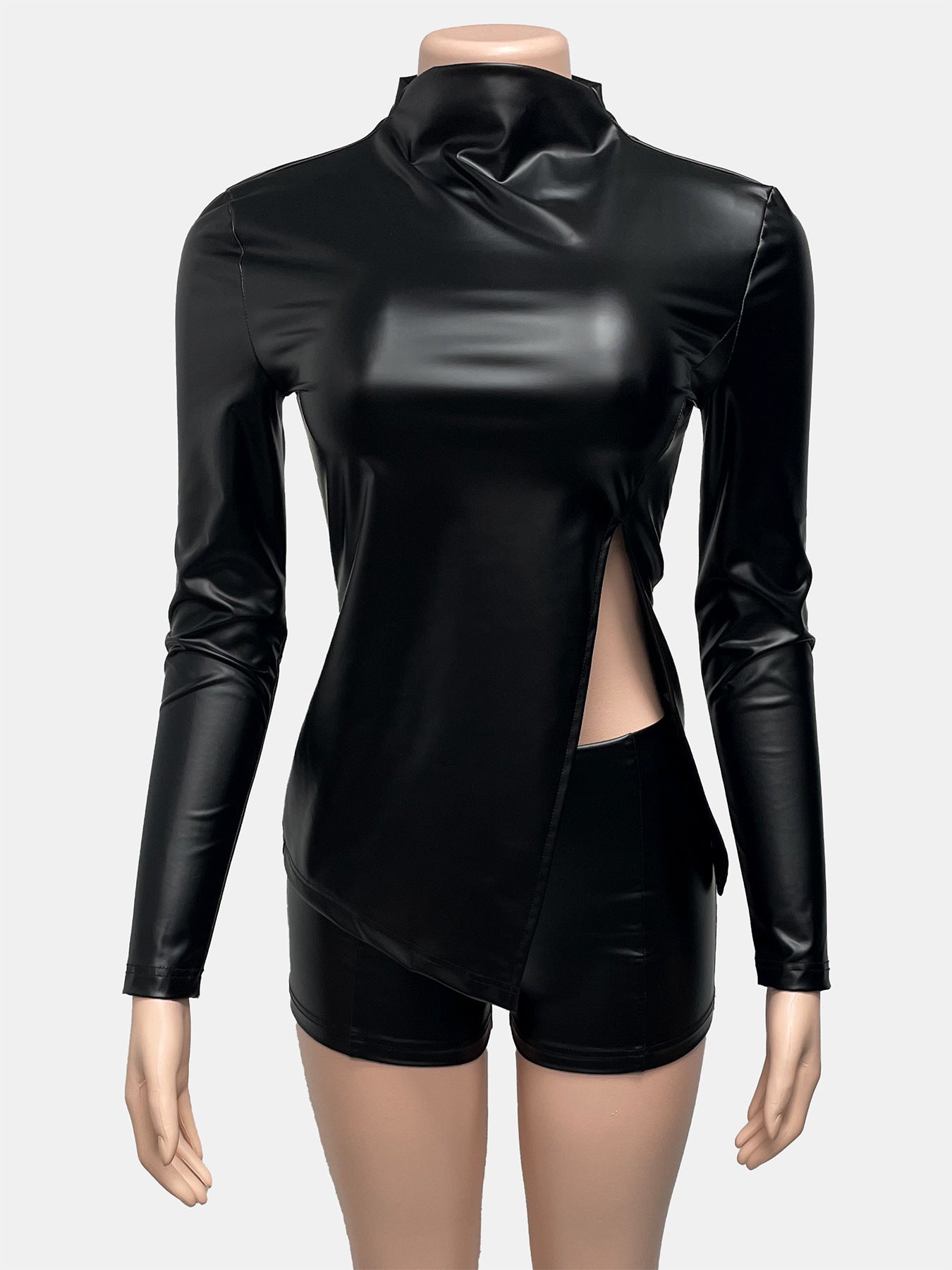 New Women's Top With Side Slit Tight High-waisted Shorts