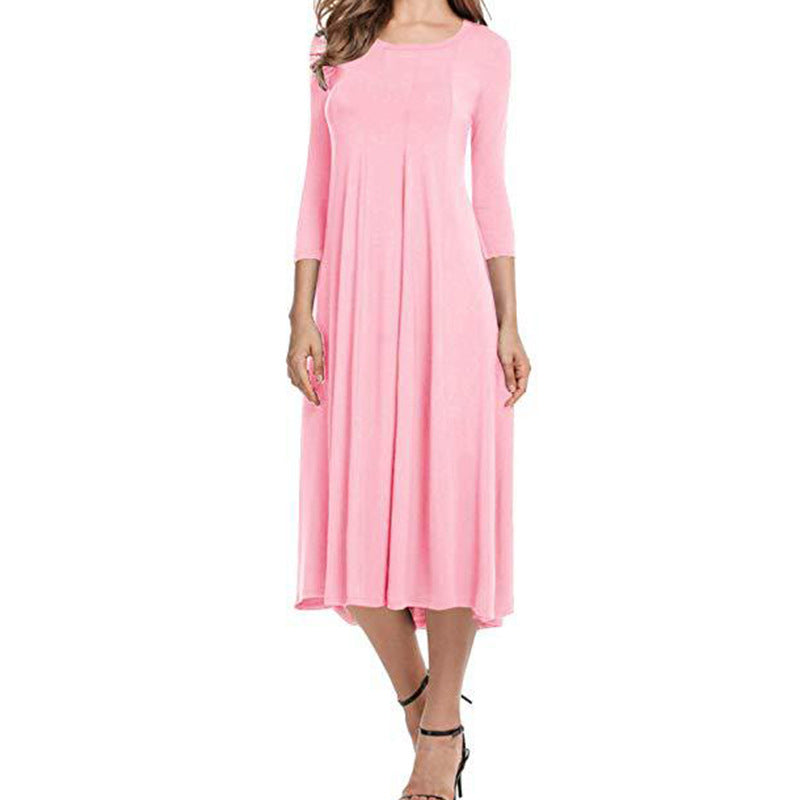 Women's Solid Color Casual Elegant Loose Pocket Dress