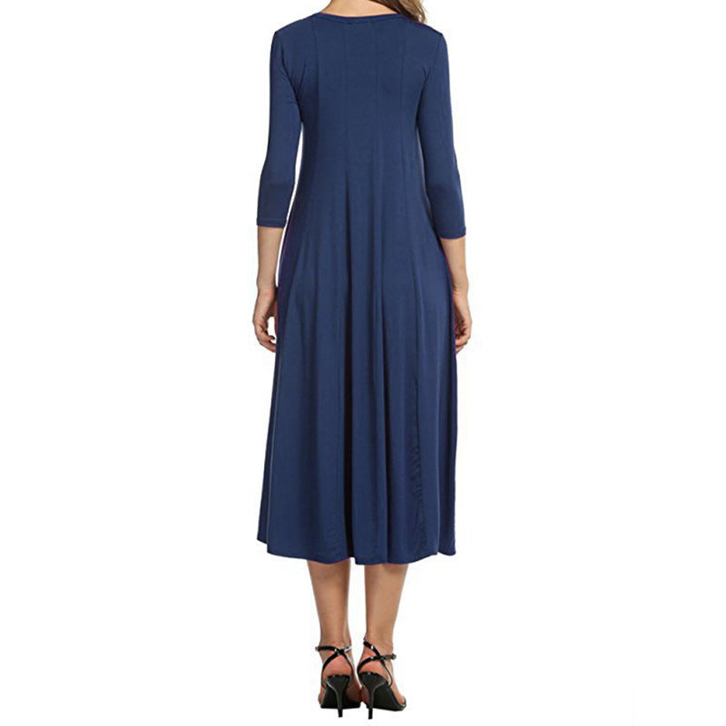 Women's Solid Color Casual Elegant Loose Pocket Dress