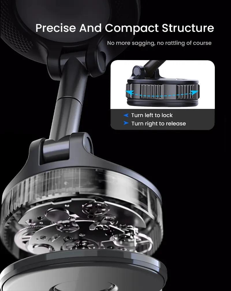 Newly Upgraded Retractable Car Mobile Phone Holder 360 Magnetic Vacuum Suction Cup One-click Safety Lock Ultra-compact Design