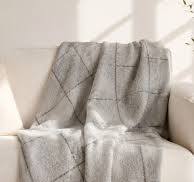 Threshold Windowpane Boucle Throw -Gray